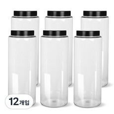팜스원형 밀폐용기 블랙 1500ml, 6개, 본체 + 뚜껑