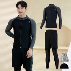 아쿠아티카 남성용 래쉬가드 AQAMAK 집업래쉬가드 + PL레깅스 반바지 스판수모 3종 세트