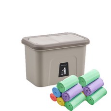 아울리빙 싱크대걸이 휴지통+음식물쓰레기 전용 비닐봉투 200장, 브라운(휴지통), 랜덤발송(비닐봉투)
