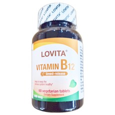 Lovita 高單位緩釋型維生素B12食品錠, 1000微克, 60錠全素錠劑, 60顆, 0.4g, 1罐