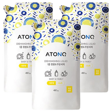 ATONO2 1種奶瓶&廚房清潔劑補充包 檸檬香, 480g, 3個