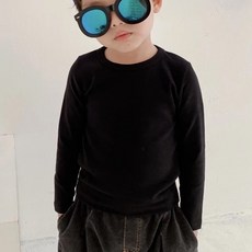 愛北鼻兒童圓領保暖衣，柔軟親膚透氣，舒適保暖長袖內搭上衣，多色可選, 1入, 黑色