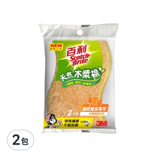 3M Scotch-Brite 百利 天然木漿棉菜瓜布 細緻餐具專用, 2片, 2包