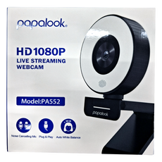 papalook 高畫質直播攝影機 PA552, 1080P, 內設12個LED補光燈，3種等級觸控調整, 1個