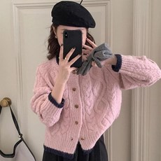 앤드스타일 여성용 로지 케이블 니트 가디건 261704