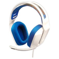 logitech G 羅技G G335 耳機麥克風, 240克輕盈設計 佩戴舒適, 可調節懸掛式頭帶設計, 柔軟的織物耳墊材料, A00141, 白色