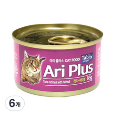 테비 아리플러스 고양이 간식캔 참치 85g, 참치 + 헤어볼 혼합맛, 6개