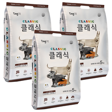 도그랑 전연령 강아지 클래식 건식사료, 닭, 5kg, 3개 닭, 5kg, 3개