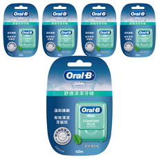 Oral-B 歐樂B Glide Pro-Health 舒適深潔牙線 薄荷口味 40公尺, 40m, 5個