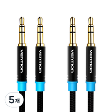 벤션 무산소 3.5mm 스테레오 고급형 AUX 케이블 0.5m 2p, 혼합색상, 5개