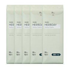 허브데이 생리대 날개형, 대형, 10개입, 5개 10개입, 5팩