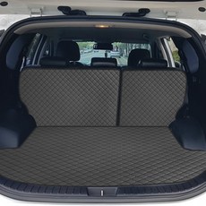 아이빌 입체퀼팅 4D 가죽 트렁크매트, 현대 더뉴싼타페 (5인승 일체형), 블랙 + 블랙 스티치, 현대