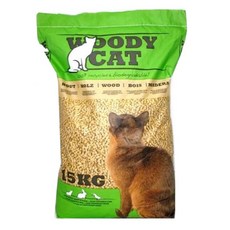 WOODYCAT 美克斯 荷蘭100%松木砂, 松木香氣消除異味 顆粒大不易黏附 適用於貓咪、兔子和鼠類 15KG, 松木清香, 1包