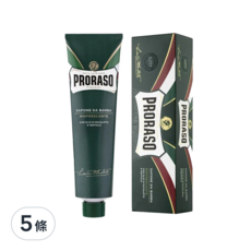 PRORASO 刮鬍膏 綠標 薄荷，150ml，含尤加利樹精油和薄荷醇, 5條