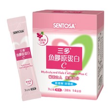 SENTOSA 三多 魚膠原蛋白C, 蔓越莓口味，易溶解好吸收，營養滿分，含維C, 28包, 3g, 1盒