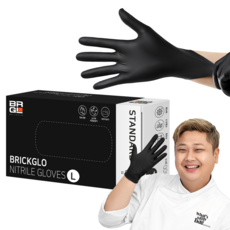 BRICKGLO 標準型合成橡膠手套, 大(L), 黑色, 100入, 1入