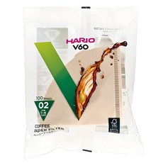 HARIO 好璃奧 V60 原色無漂白02濾紙, 100張, 1包
