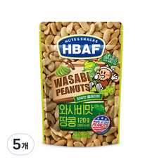 바프 넛츠 앤 스낵스 와사비맛 땅콩, 120g, 5개