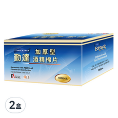 勤達 加厚型酒精棉片, 100片, 2盒