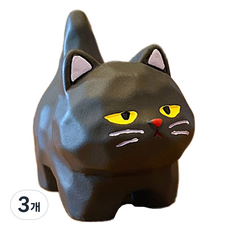 라벤티아 미니 고양이 미니어처 인테리어 장식 피규어 블랙, 3개