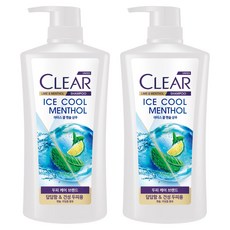 클리어 아이스 쿨 멘솔 샴푸, 650ml, 2개