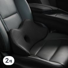 365Car Car71 차량용 퍼펙트케어 허리쿠션, 블랙, 2개