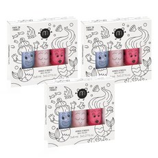 nailmatic KIDS 新美人魚水漾亮彩指甲油套裝, 3x8ml 法國製造, 晶亮藍+晶亮粉+亮粉 8ml, 3組