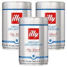 illy 意利 低咖啡因咖啡粉, 無研磨咖啡豆, 250g, 3罐
