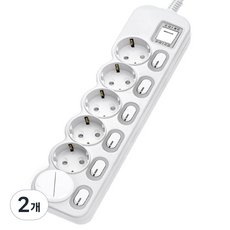에코파워탭 국산 LED 개별 멀티탭 6구 EPM-L306 + 안전커버, 2.5m, 2개