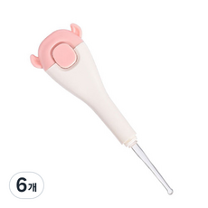 블루버킷 유아용 애니멀 LED 이어클리너 핑크, 6개, 1개입