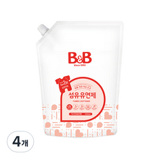 비앤비 섬유유연제 자스민 앤 로즈 리필, 1500ml, 4개