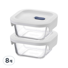락앤락 탑클라스 실리콘 뚜껑 정사각 유리 밀폐용기 300ml, 8개 8개, 단품