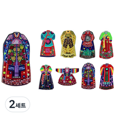 팔복상회 한국 전통의복 자석 9종 세트, 혼합 색상, 2세트