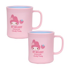 릴팡 아동용 산리오 키요 더블컬러 핸들컵, 마이멜로디, 2개, 300ml
