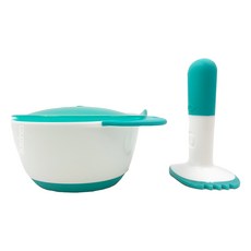 OXO tot 好滋味研磨碗,研磨棒 + 研磨碗, 靚藍綠, 輕鬆研磨食材，為寶寶準備新鮮營養的副食品, 1組