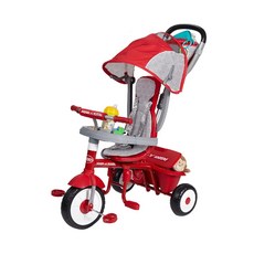 RADIO FLYER 紅犀牛四合一折疊三輪推車，配備UV遮陽罩、置杯架、前後置物袋, 小紅蜂, 1台