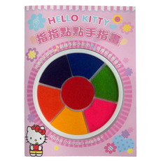 StarQ 明日工作室 Hello Kitty 指指點點手指畫, 7色彩印泥組+8張著色畫卡, 1組