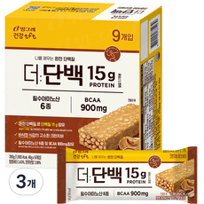 빙그레 더단백 크런치바 피넛버터 9p, 360g, 3개