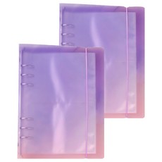 wannathis 6孔貼紙活頁夾 A5+雙面內頁 40張組, 紫色 粉色, 2組