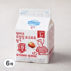 덴마크 드링킹 요구르트 딸기, 275ml, 1개입, 6개 275ml, 6개
