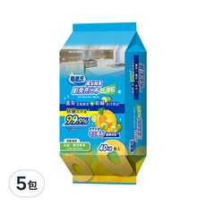 無塵氏 鳳梨酵素廚房亮光布, 40+8入, 添加ESS抗菌配方, 去油/解汙專用, 5包, 15 x 20cm