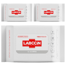 LABCCiN v3手部消毒紙巾, 20入, 3個