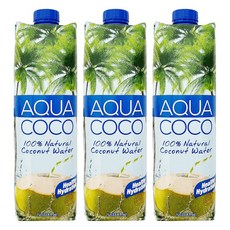 AQUA COCO 100%椰子水, 1L, 3瓶