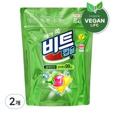 비트 실내건조 그린플로럴향 캡슐세제, 42개입, 2개