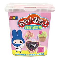 幼福 忍者兔安全小麥黏土甜點派對桶，12色黏土，附8個模具+2個工具，333g, 顏色隨機, 1桶