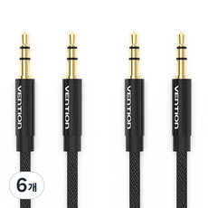 벤션 골드블랙 3.5mm AUX 케이블 1m 직조재킷 2p, 혼합 색상, 6개