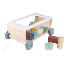 Janod 北歐簡約木玩具 積木拖車, 櫻桃木膠合板材質, 32 x 22 x 14 cm, 32 x 22 x 14cm, 1個