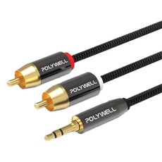 POLYWELL 寶利威爾 3.5mm立體聲轉RCA音源線 1m, PW15-W52-B020, 1條