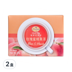 Magnet 曼寧 玫瑰蜜桃水果茶，15包入，不含咖啡因和人工色素，德國花草原料, 2g, 15包, 2盒