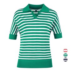 luxgolf 女款開領條紋短袖針織襯衫 LB4M632W